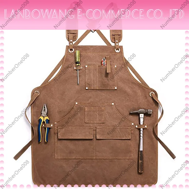 Gardening Tools Logo - ผ้ากันเปื้อนผ้าแคนวาสหนาพิเศษ ปรับขนาดได้ พร้อมกระเป๋า สำหรับช่างไม้ ช่างไฟฟ้า ช่างสวน