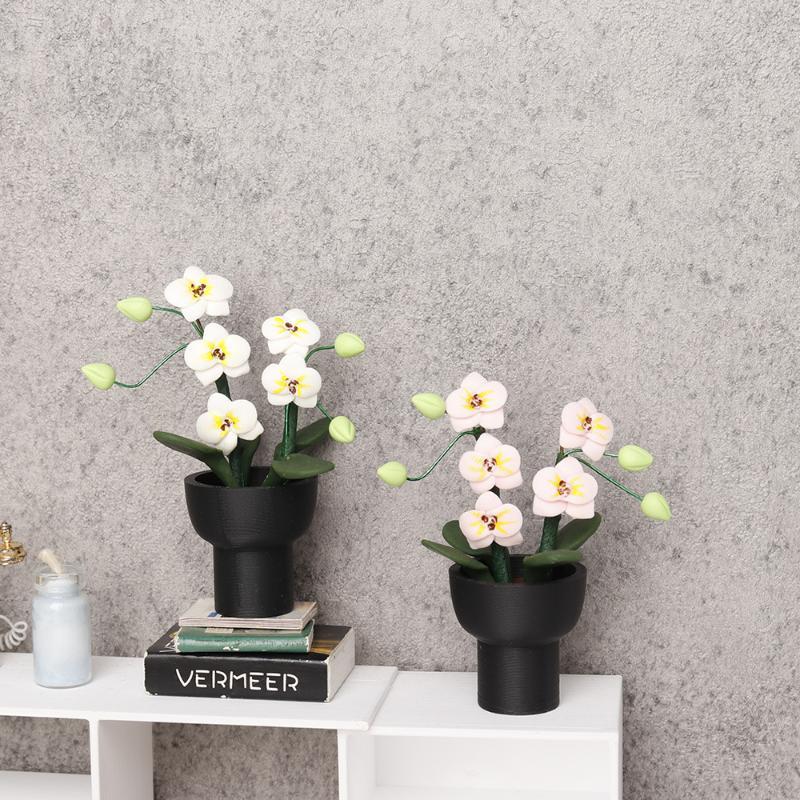 Orchid Potting Mix - (.) ต้นกล้วยไม้ฟาแลนนอปซิสจำลองขนาดเล็กในกระถาง สำหรับตกแต่งบ้าน ตุ๊กตาจำลอง ของตกแต่งจิ๋ว ฉากจิ๋ว