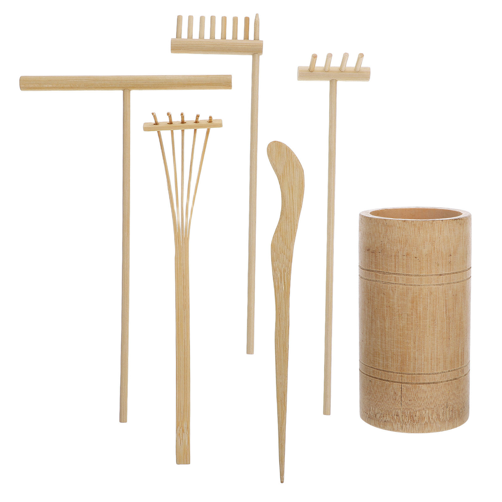 Gardening Tool Diy - ชุดอุปกรณ์จัดสวนทรายเซน 1 ชุด ทำจากไม้ไผ่ อุปกรณ์ทำสวนขนาดเล็ก DIY