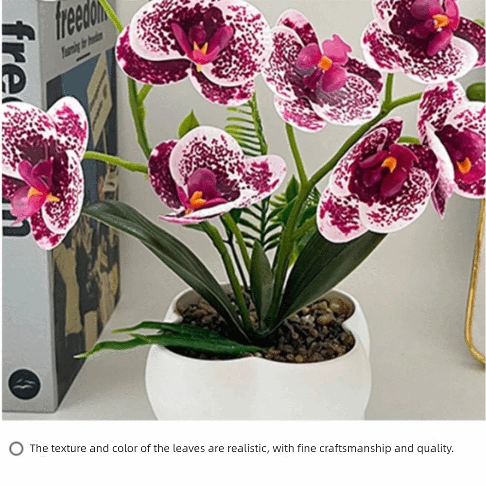 Orchid Potting Mix - กล้วยไม้ผีเสื้อจำลองแบบหลายดอก DIY ดอกไม้ปลอม ต้นไม้ปลอม กระถางดอกไม้สีขาว กล้วยไม้ประดิษฐ์