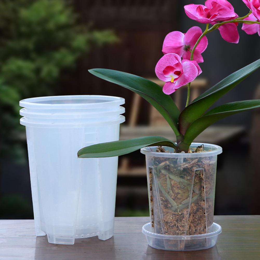Orchid Potting Mix - กระถางปลูกอะคริลิกใส มีรูระบายน้ำ ใช้ซ้ำได้ กระถางดอกไม้โปร่งใส ระบายอากาศได้ดี กระถางสำหรับกล้วยไม้โดยเฉพาะ
