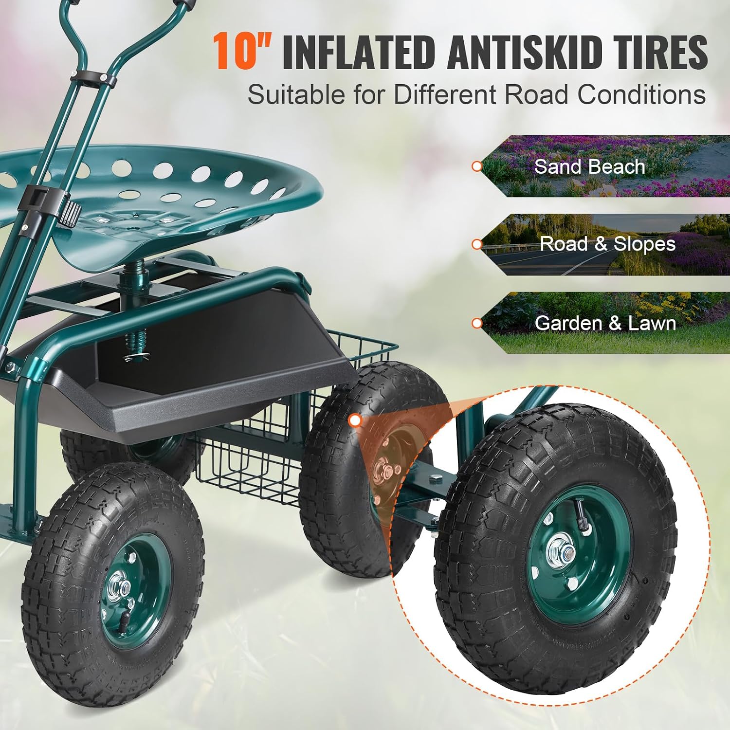 รถเข็นทำสวนพร้อมที่นั่งทำงานแบ - Gardening Yard Tools บทวิจารณ์และราคา